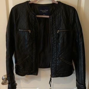 BLACK FAUX LEATHER JACKET